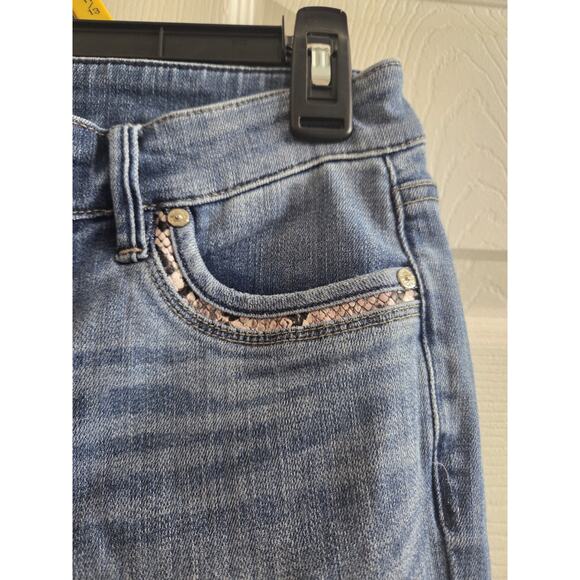 White House Black Market Skinny Ankle Zip buckle Hem Jeans Snake Trim Mid rise 2 - Picture 7 of 12